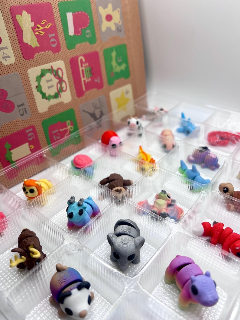 🎄Advent Calendar with 3D Printed Mini Animals for Christmas