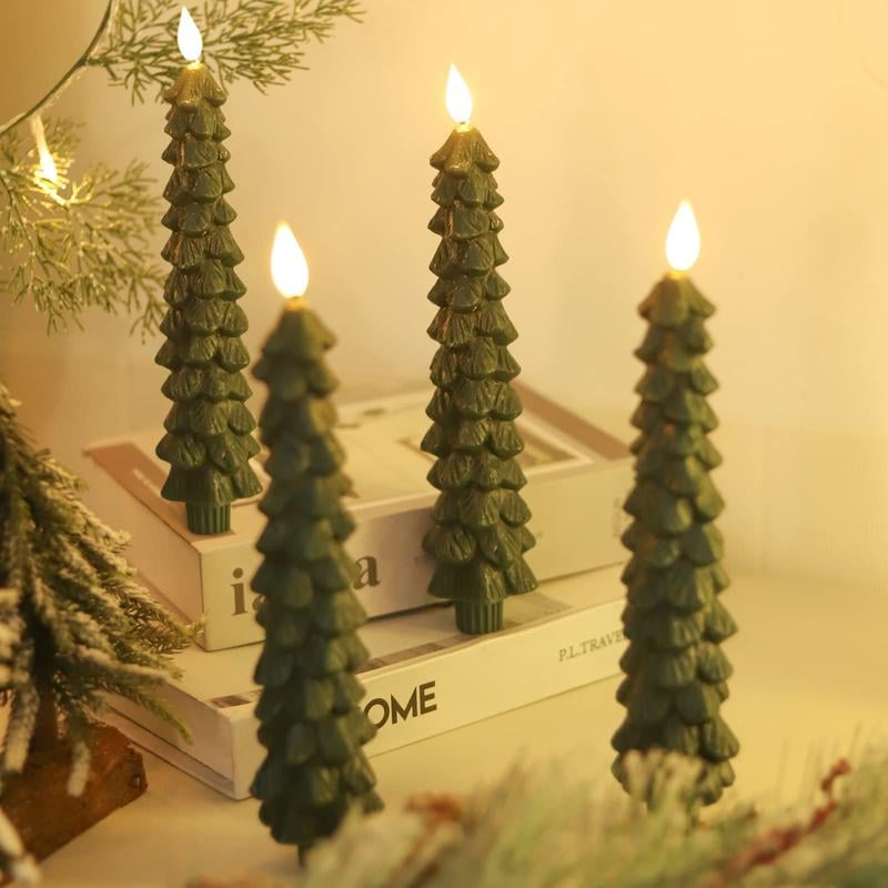 ⏰LAST DAY SALE 50% OFF💥Christmas Tree Flameless Taper Candles with Remote Timer