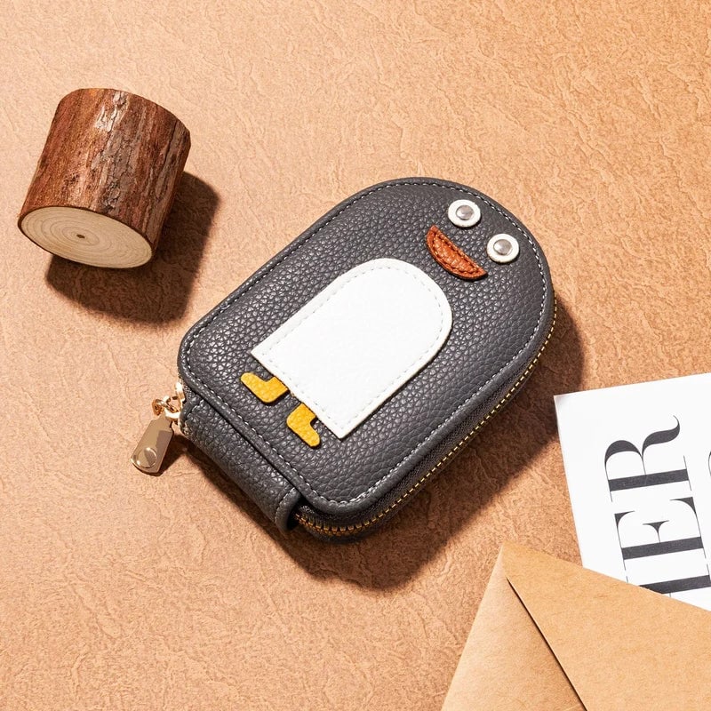 😊Cute Penguins PU Credit Card Coin Wallet