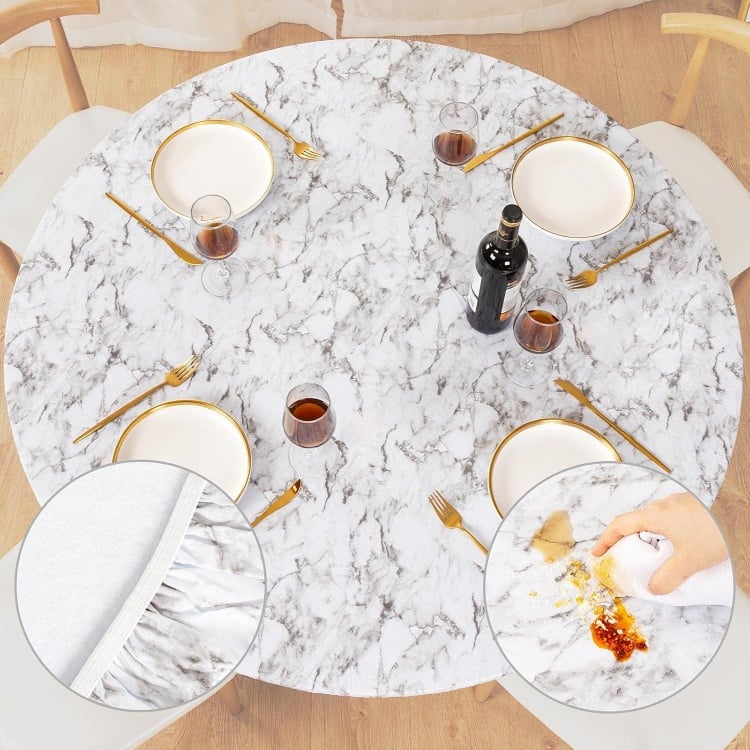 🔥Last Day Sale-45% OFF❤️Round Vinyl Fitted Tablecloth with Flannel