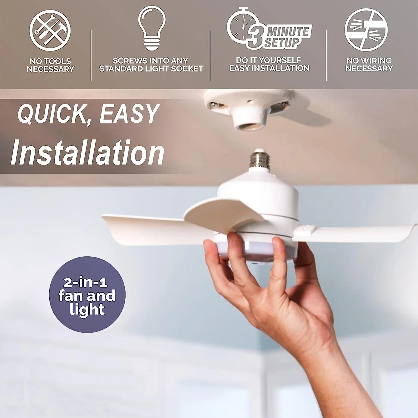 🔥SUMMER SALE - 49% OFF🔥 2-IN-1 PORTABLE CEILING FAN & LIGHT with Remote Control