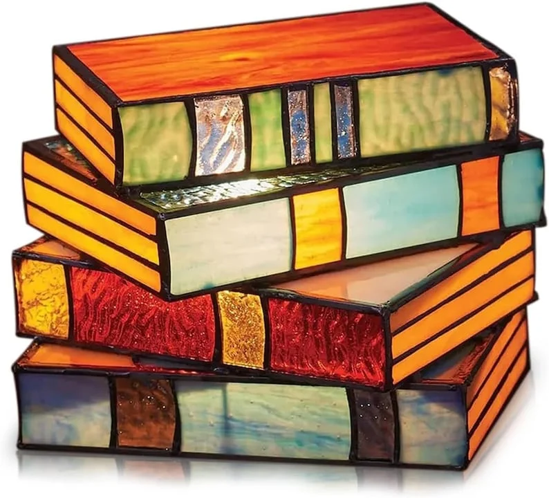 📚Handmade Stained Stacked Books Lamp