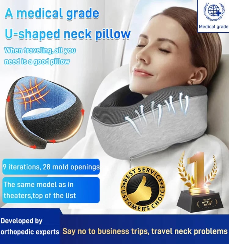 🔥🎁Christmas promotion-Memory foam U-shaped storage travel pillow