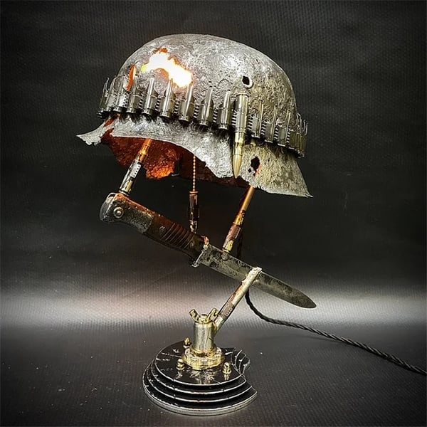 Handmade Stahlhelm Helmet Table Lamp