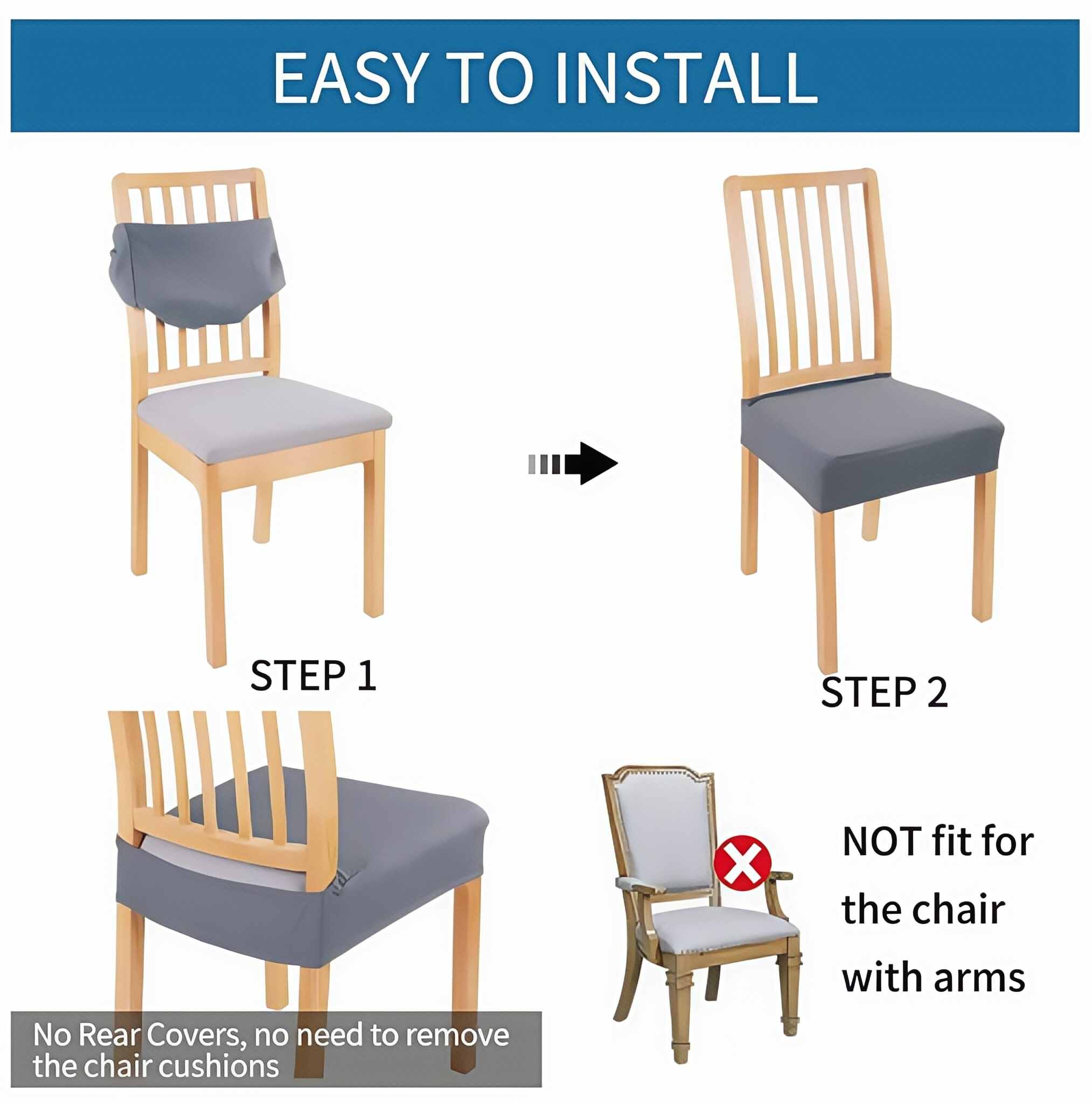 【2 PCS Per Pack】🪑💧Relaxing and Comfortable Chair Covers , Elastic Jacquard Detachable and Washable Chair Covers