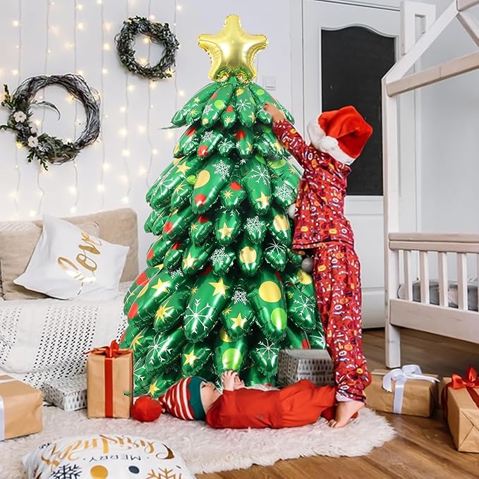 🌲Early Sale-50% OFF - 51 Inch Christmas Tree Balloons with Golden Star, 🔥Buy 2 Free Shipping