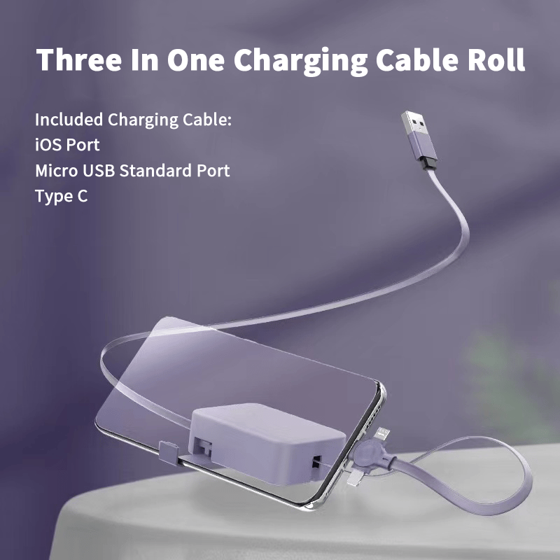 (🌲EARLY CHRISTMAS SALE - 50% OFF) 🎁Three In One Charging Cable Roll - Buy 3 Free Shipping