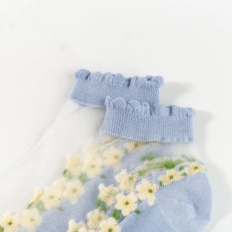 🔥5 Paar für 19,98€🔥- Damen Frühling Sommer Blumenspitze Söckchen