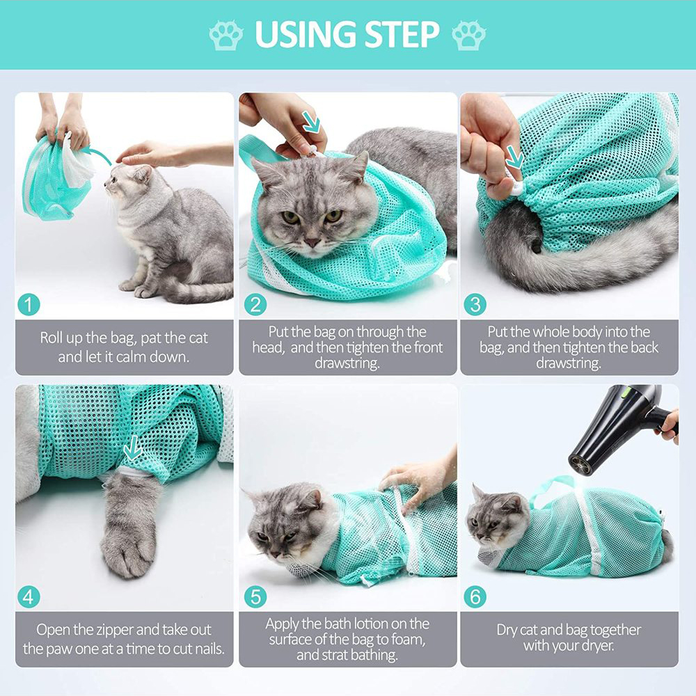 🔥Clearance Sale-50% OFF-Cat Grooming Bag Bathing Shower Mesh Bag