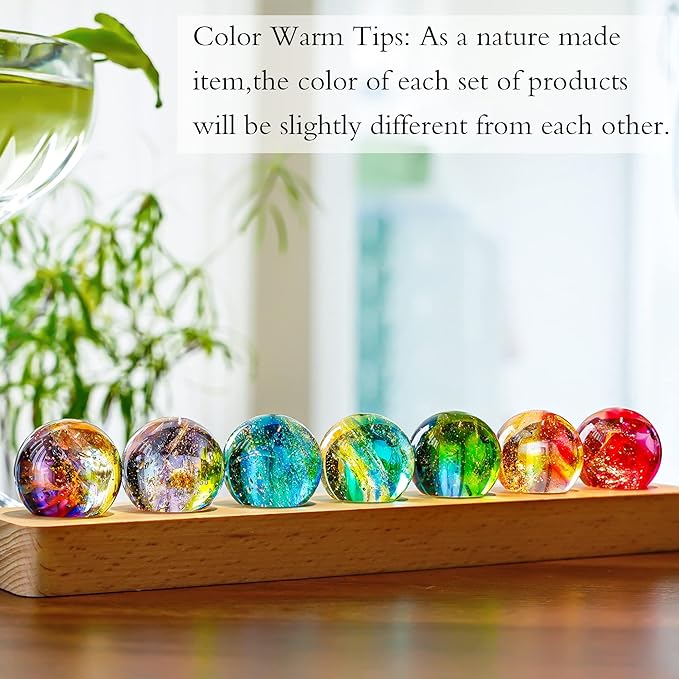 🔥Colorful Crystal Ball Decoration - Glass - Wood - 7 Balls in a Set