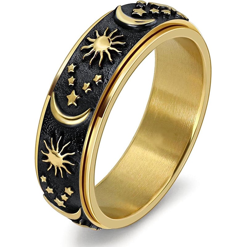 🎁Last Day Sale - 70% OFF🎉Sun, Moon, and Stars Anxiety Relief Spinner Ring for Couples💕