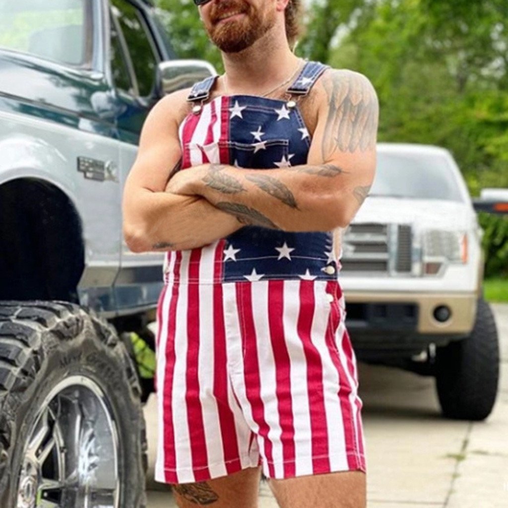 🎁TikTok Last Day Sale - 70% OFF🎉Festival Bib Overalls for Men Shorts Jumpsuit Adjustable Straps