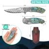 🐺 Damascus Pocket Knife – Handmade VG10 Steel with Abalone Shell Handle