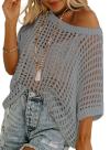 🎁TikTok Last Day Sale - 70% OFF🎉 Womens Summer Scoop Neck ShortSleeve Sweater Casual Crochet Hollow Out KnitTops
