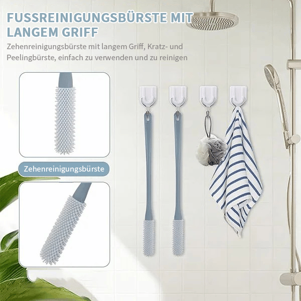 🔥(2 STÜCK/SET) Silikon-Zehenspalt-Reinigungsbürste mit langem Griff und Peelingbürste