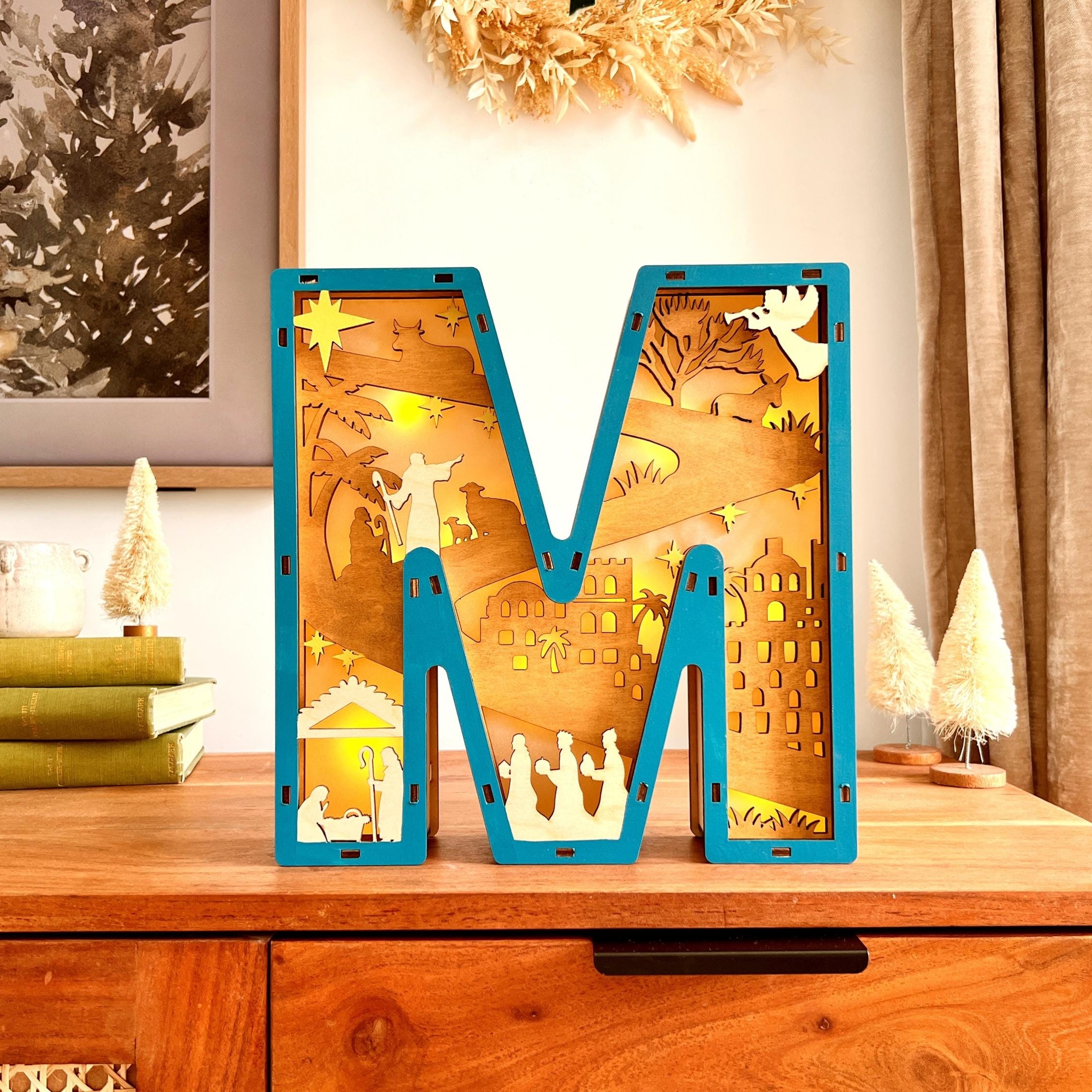 3D Nativity Monogram Ornament With Light