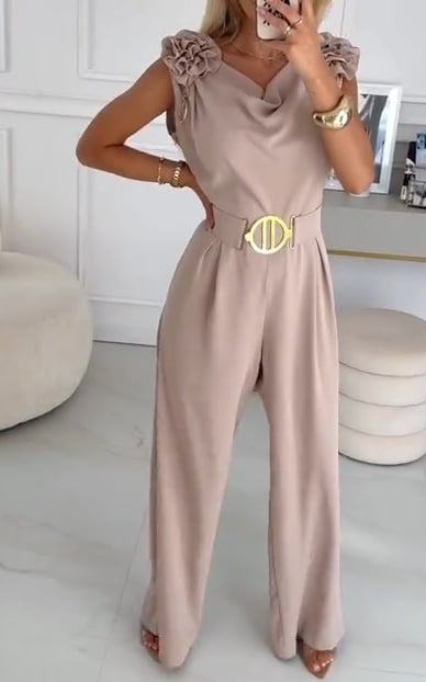 Women's V-neck Sleeveless Elegant Jumpsuit