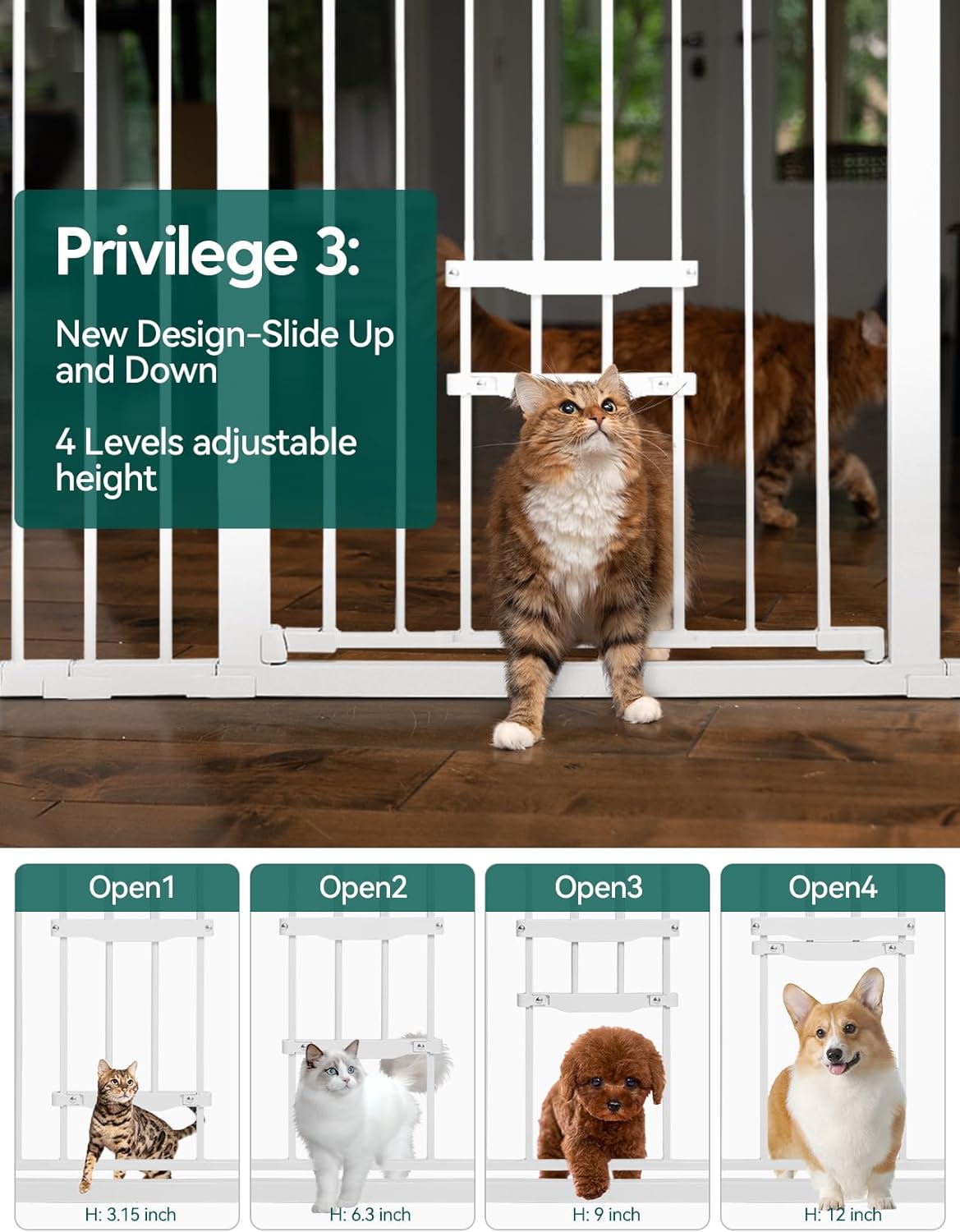 BABELIO New Version Baby Gate with Cat Door, 29.5-40