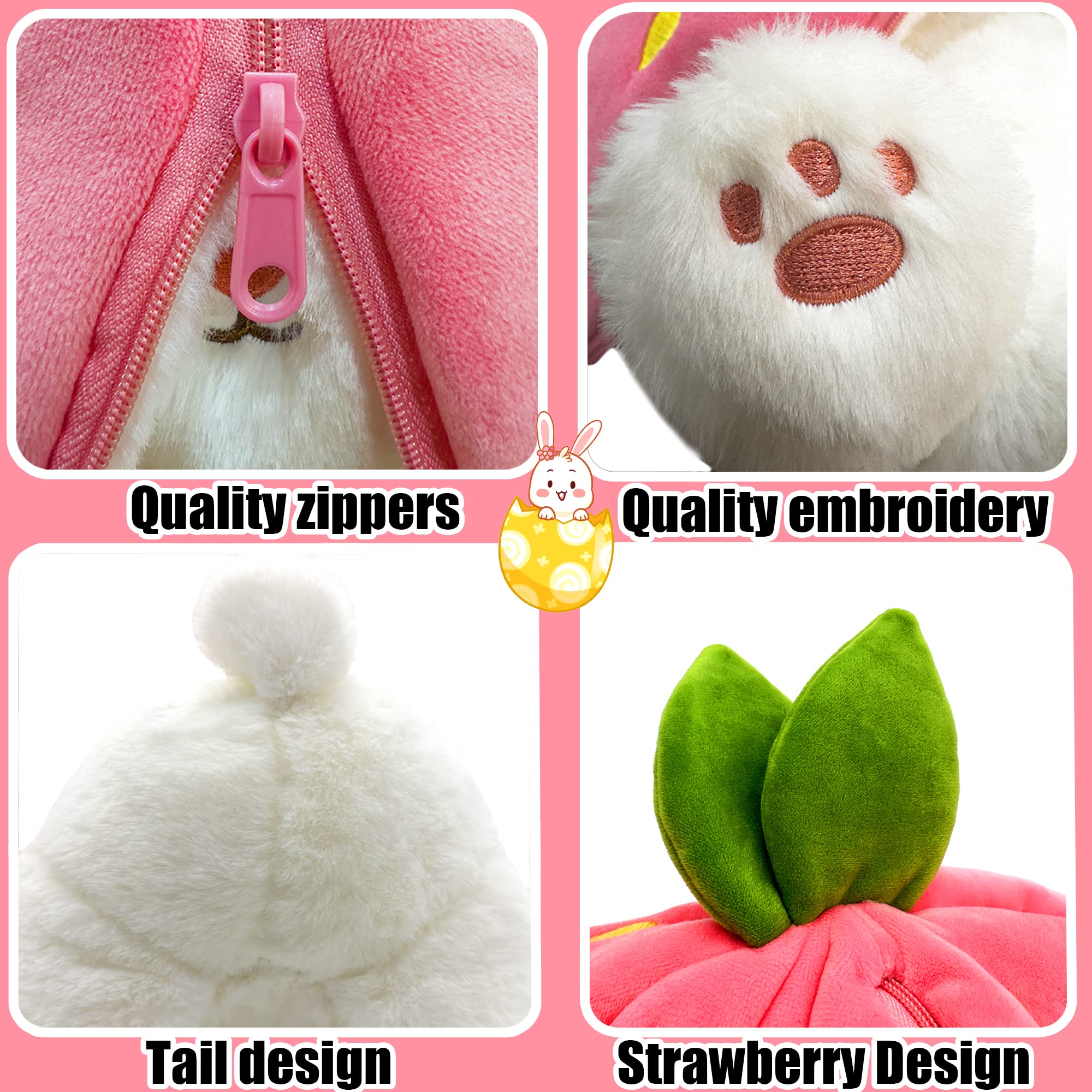 🐰Easter Early Hot Sale 40% OFF🍓Strawberry Bunny Transformed into Little Rabbit🎀 Fruit Doll Plush Toy🐰