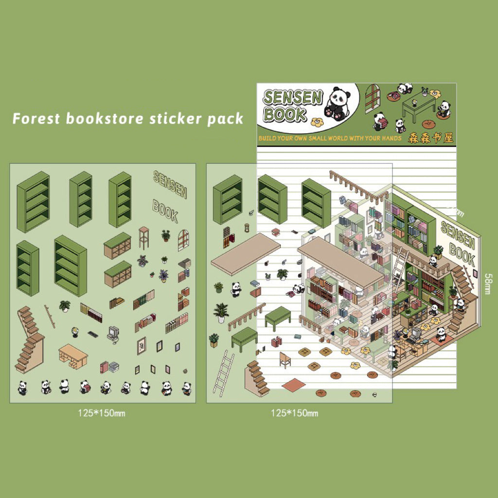 Stickers Scene, Make your Own Apartment|Forest Bookstore|Sushi Bar|Cocoa Cafe