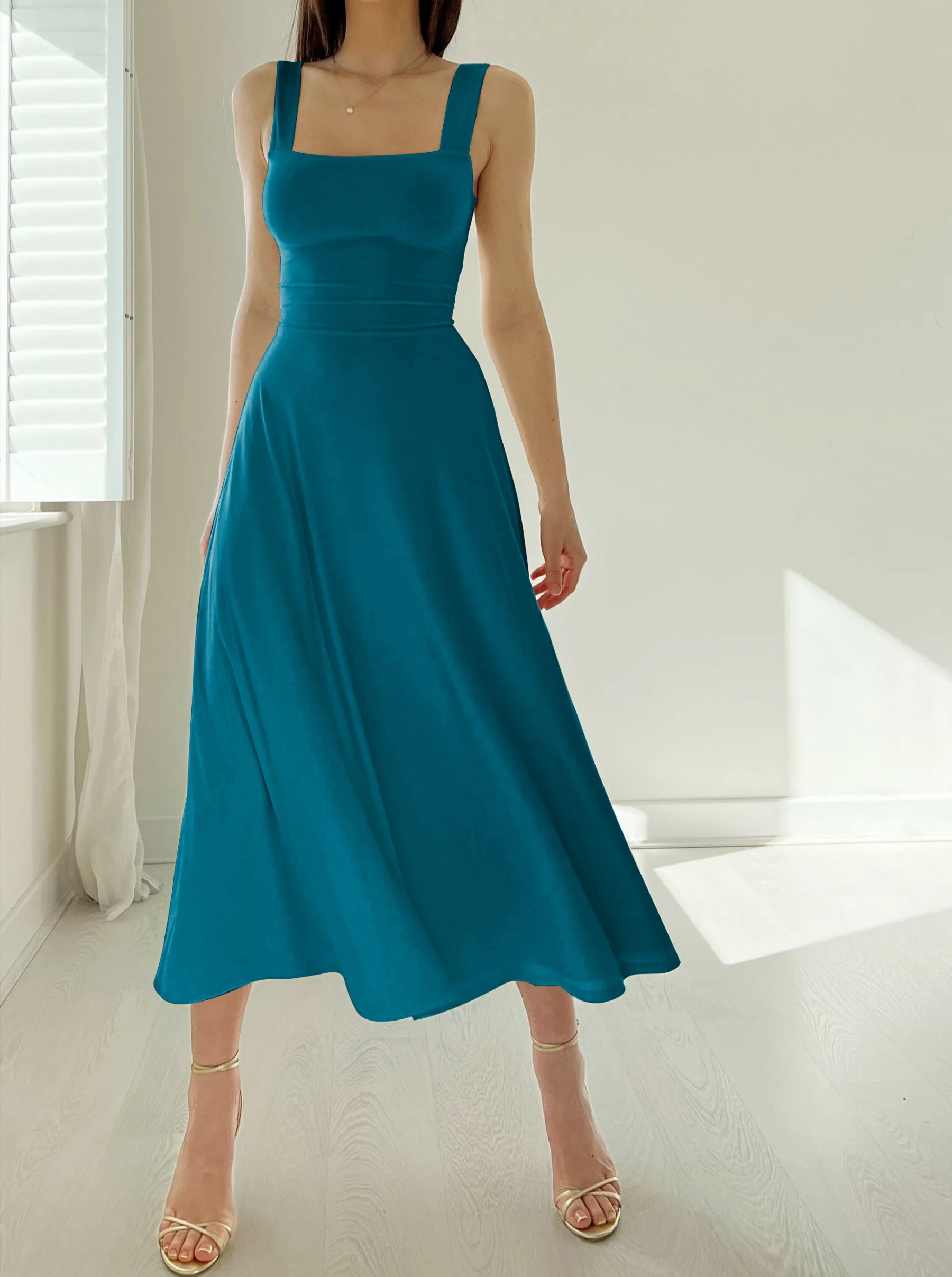 🔥Last Day 49% OFF - 💗2023 NEW WOMEN'S THICK STRAPS MIDI DRESS