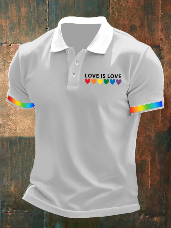 Men's Love is Love Print Polo Shirt