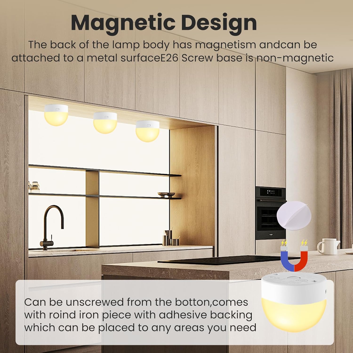 🔥Last Day Promotion 50% OFF💥3 Color Temperature Dimmable E26 Wireless Detachable LED Charging Bulb