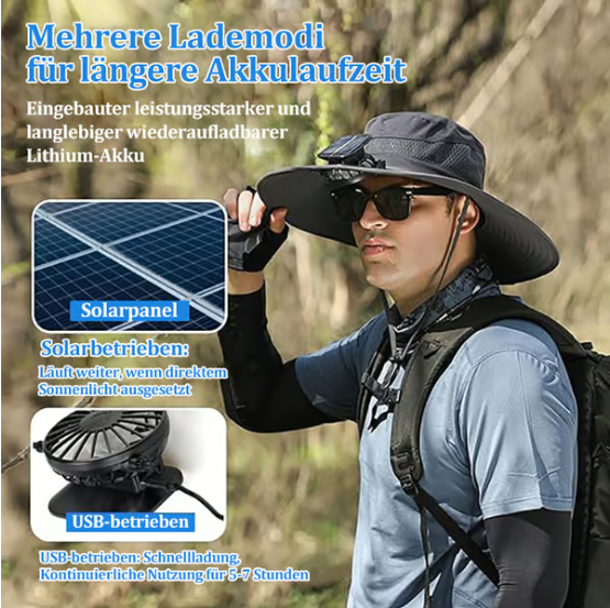 🔥Father's Day Sale 50%OFF🔥Anglerhut mit Solar-Lüfter: Sonnenstrom + USB-Ladung für Outdoor-Abenteuer