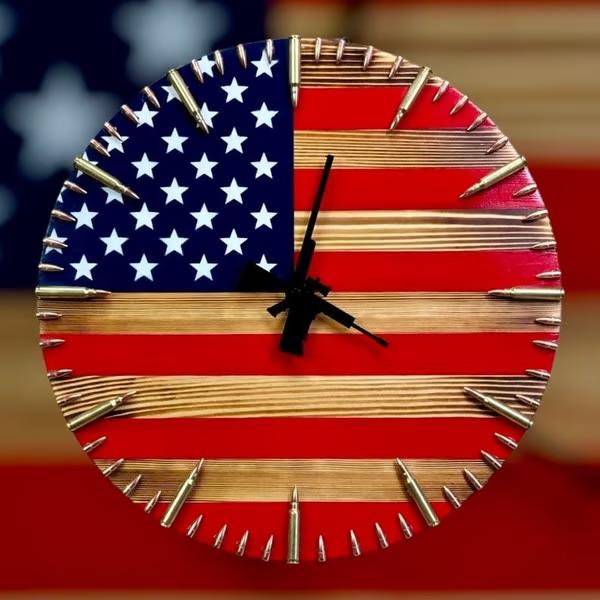 🔥Last Day: 50% OFF🔥Handmade American Flag Bullet Clock
