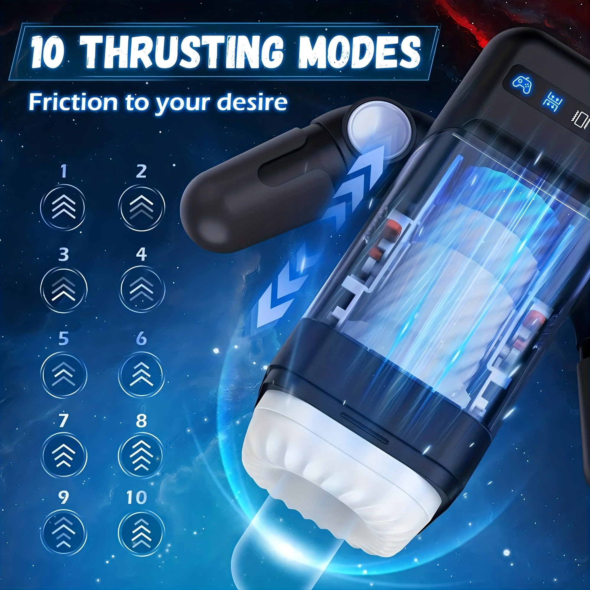 SHEMESIX - Male Masturbation Cup - LCD Smart Speaker Retractable Sucking Plane Cup Masturbation Sex Products