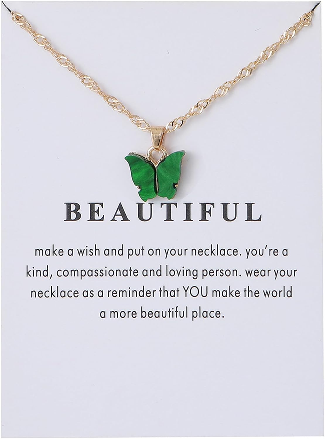 Colorful Acrylic Butterfly Pendant Necklace Bohemian Adjustable Retro Card Clavicle Chain Insect Animal Necklace for Women Girl Teen Friend Friendship Party Jewelry Gift