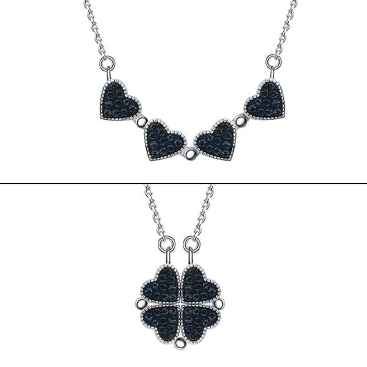 S925 Silver Four Heart Clover Necklace