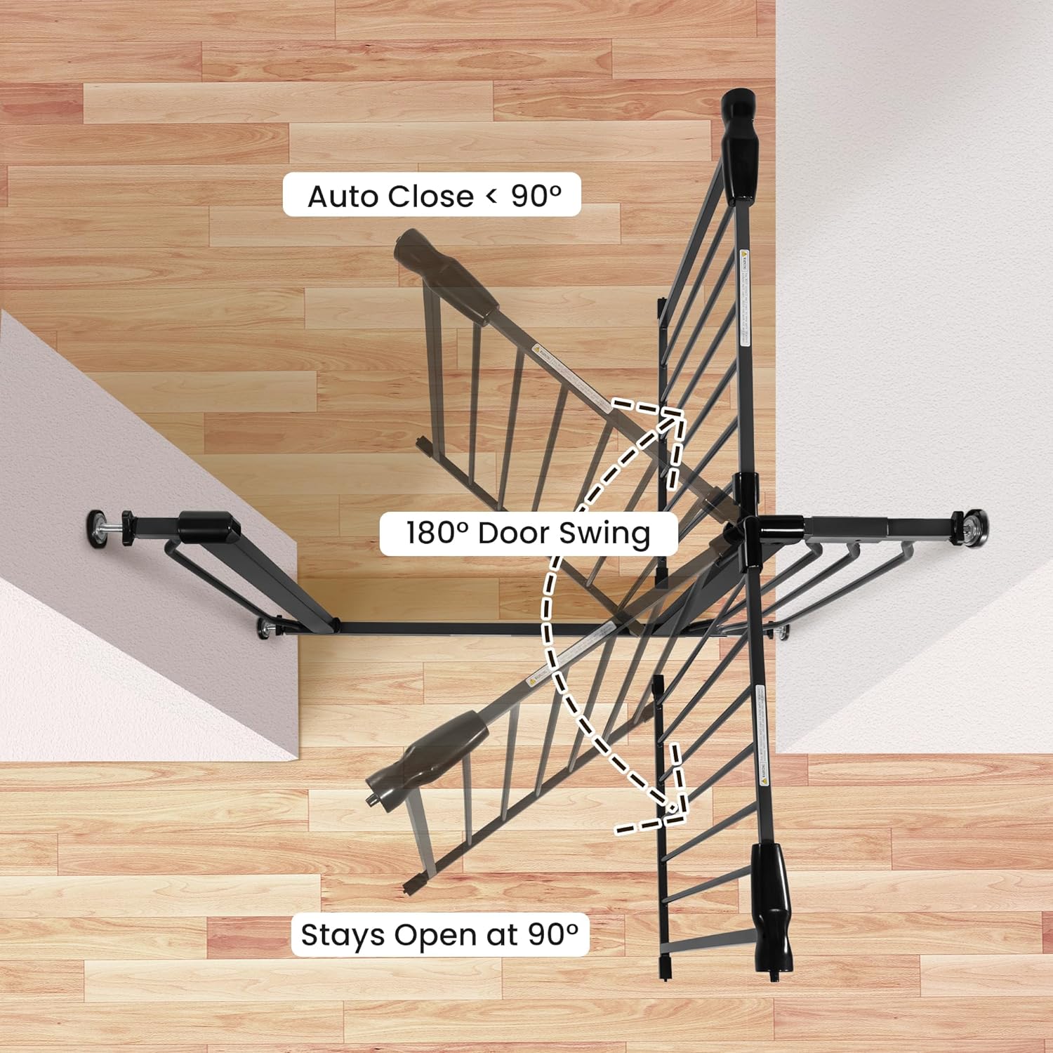 BalanceFrom Easy Walk-Thru Safety Gate for Doorways and Stairways with Auto-Close/Hold-Open Features, 30-Inch Tall, Fits 29.1 - 33.8 Inch Openings, Graphite