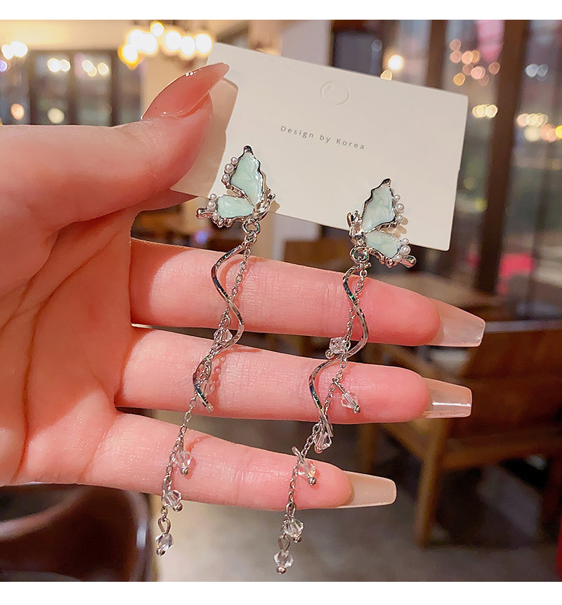 ✨2024 NEW SALE-50% OFF🦋Ice Translucent Blue Butterfly Tassel Earrings