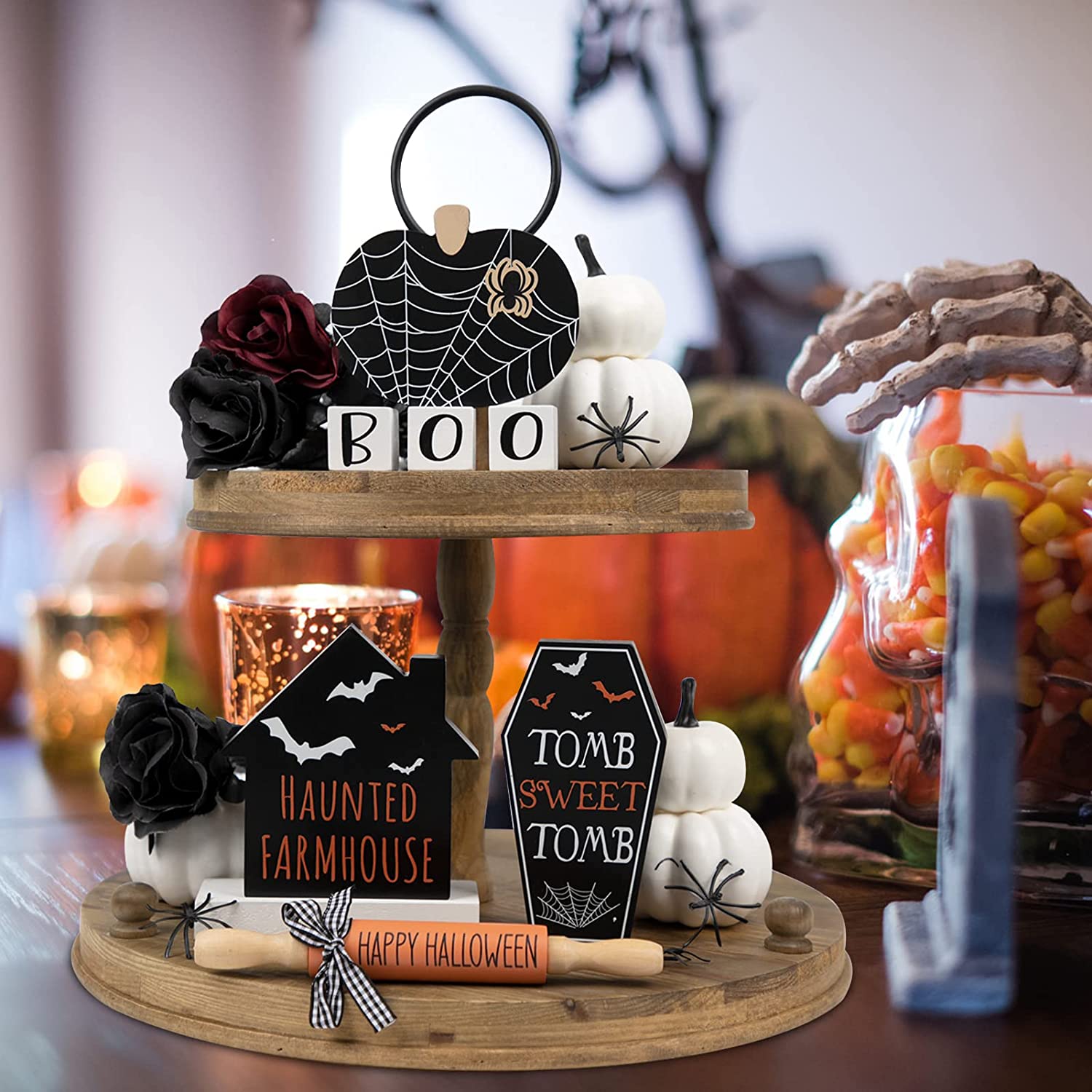 (😈Halloween Hot Sale-49% OFF)Halloween Tiered Tray Decorations 🎉Buy 2 Get Free Shipping