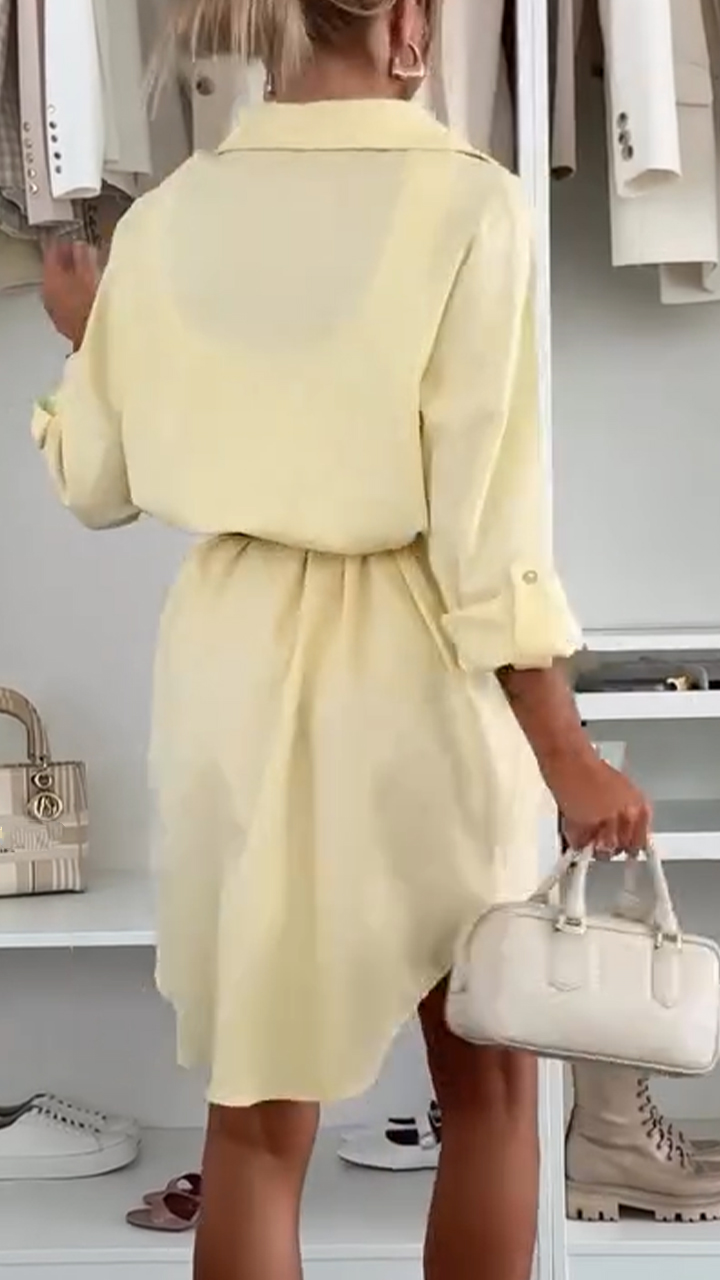 Women's Lapel Button Shirt Style Casual Dress
