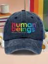 Retro Human Beings 100% Organic Colors May Vary Print Baseball Cap