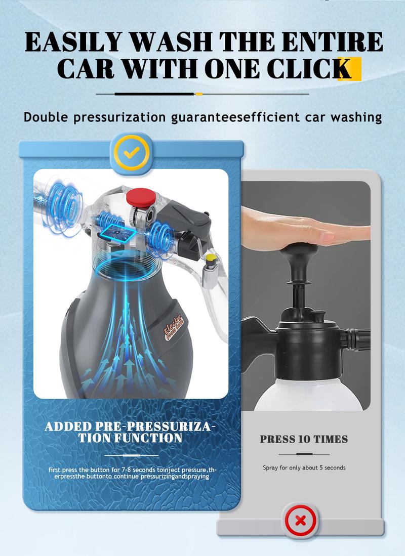 TikTok Last Day Promotion -60% OFF🎉Electric Foam Sprayer Car Wash Water Gun With Cannon