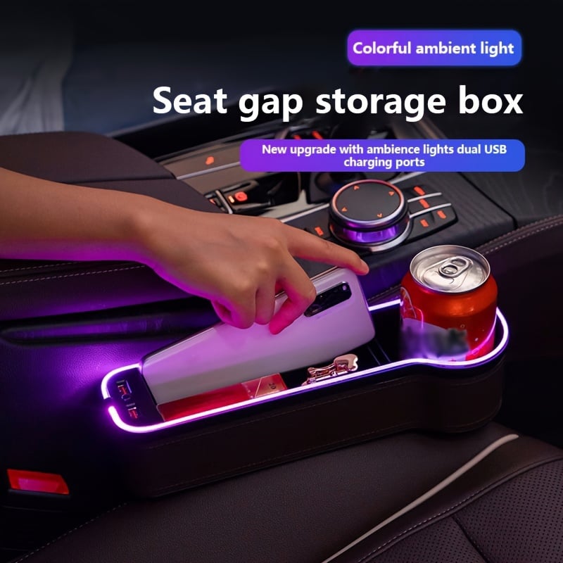 Car Seat Gap Luminous Storage Box with USB Port