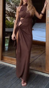 Women's Round Neck Hollow Strap Holiday Casual Dress