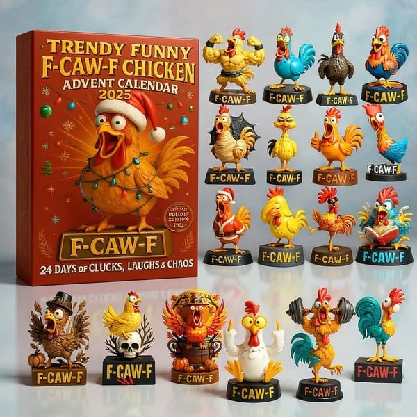 Trendy Funny F-Caw-F Chicken Advent Calendar 2025