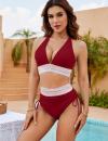 🔥Heißer Verkauf - 49% Rabatt 🏖️ Bikini-Sets mit hoher Taille und Bauchkontrolle im Farbblockdesign