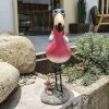 Gnome Garden Statue，Funny Gnome Reclining on Flamingo Figurines