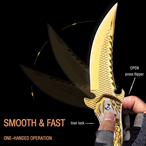 🐉 Dragon Folding Pocket Knife – Titanium-Plated Handle & Razor-Sharp Blade