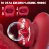 Rose Muncher 3-in-1 G Spot Vibrator Dildo with 10 Flapping & Vibrating & Licking Biting Modes