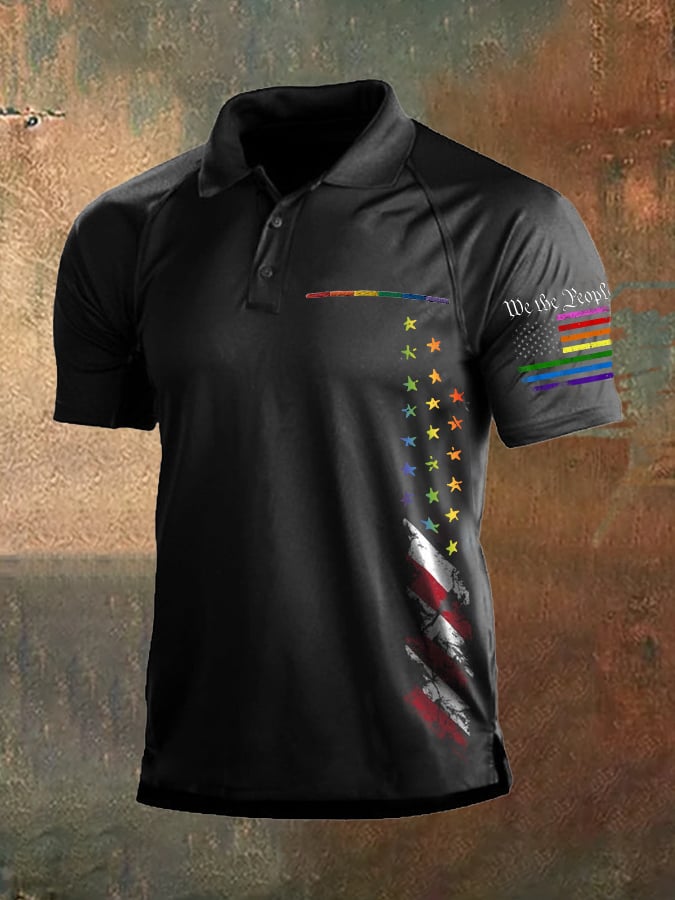 Men's Casual Business Gay Pride Short-Sleeved Polo
