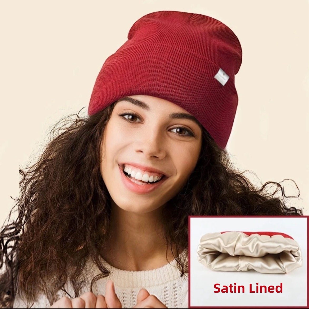 (🎄Christmas Sales 49% OFF) ✨️Satin Lined Winter Beanie Hat