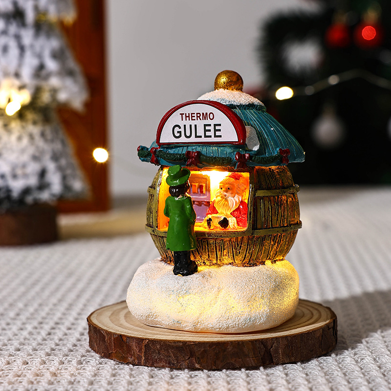 👍🔥Christmas resin small house Santa Claus store micro landscape resin ornaments