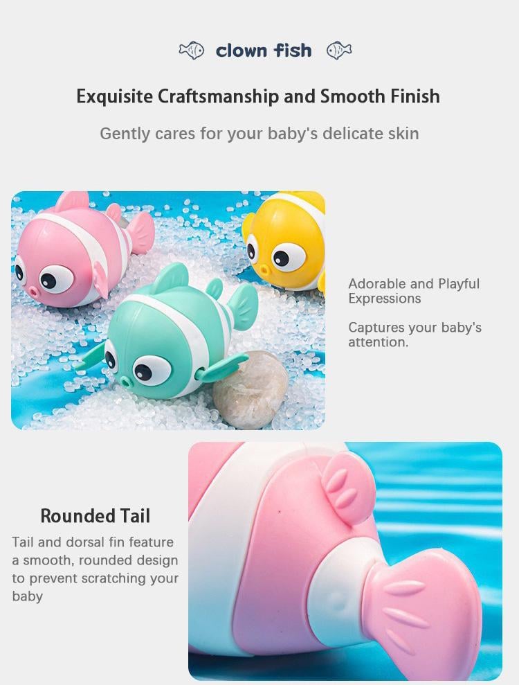 ⏰LAST DAY SALE 50% OFF💥Baby Bath Clownfish Wind-up Toy
