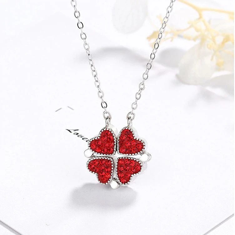 (🎅Christmas Hot Sale🔥🔥)S925 Silver Four Heart Clover Necklace(Buy 2 Free Shipping)